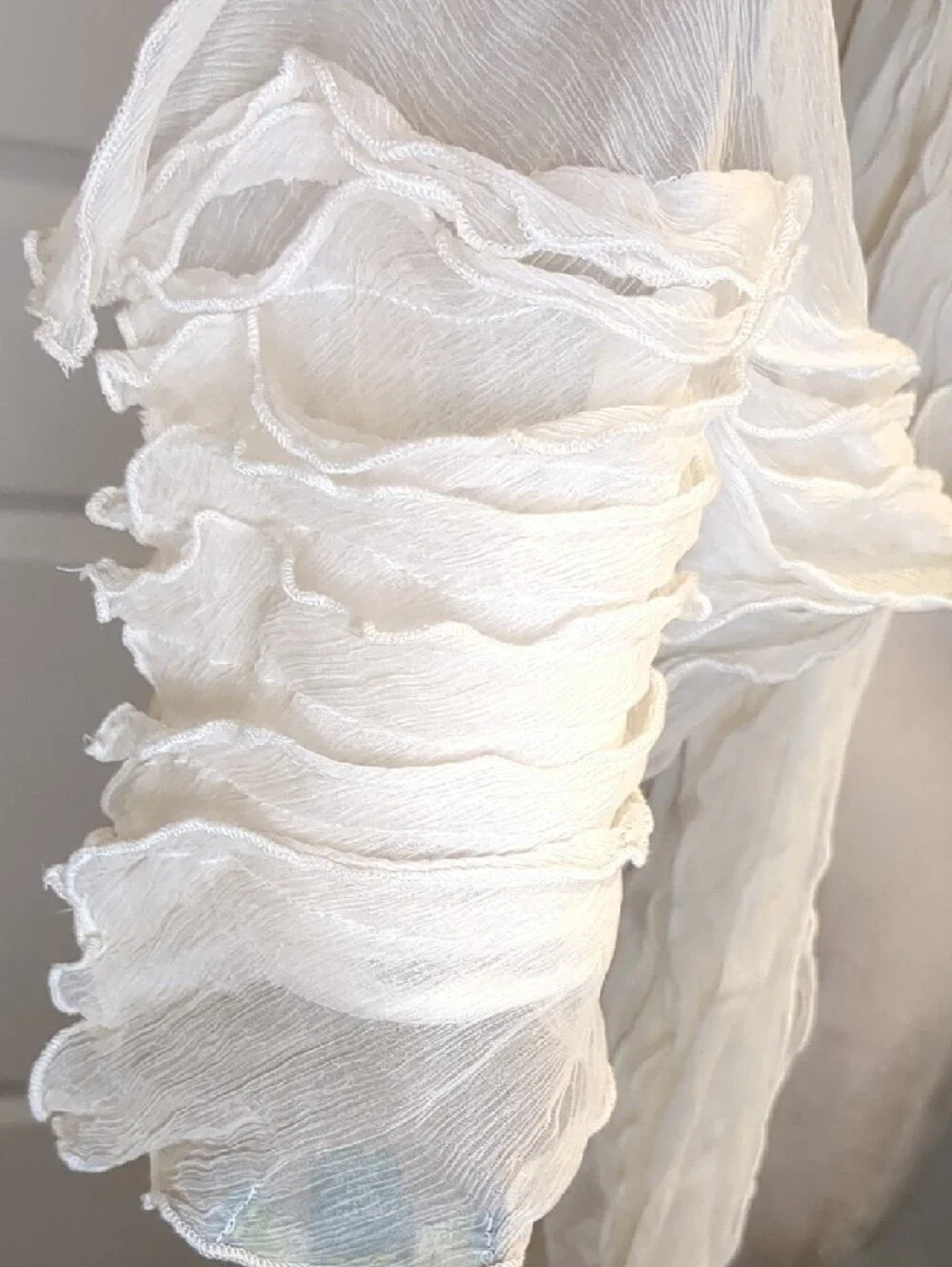 Lauren Ralph Lauren Ivory Ruffled Scarf Shawl Wrap Elegant Sheer